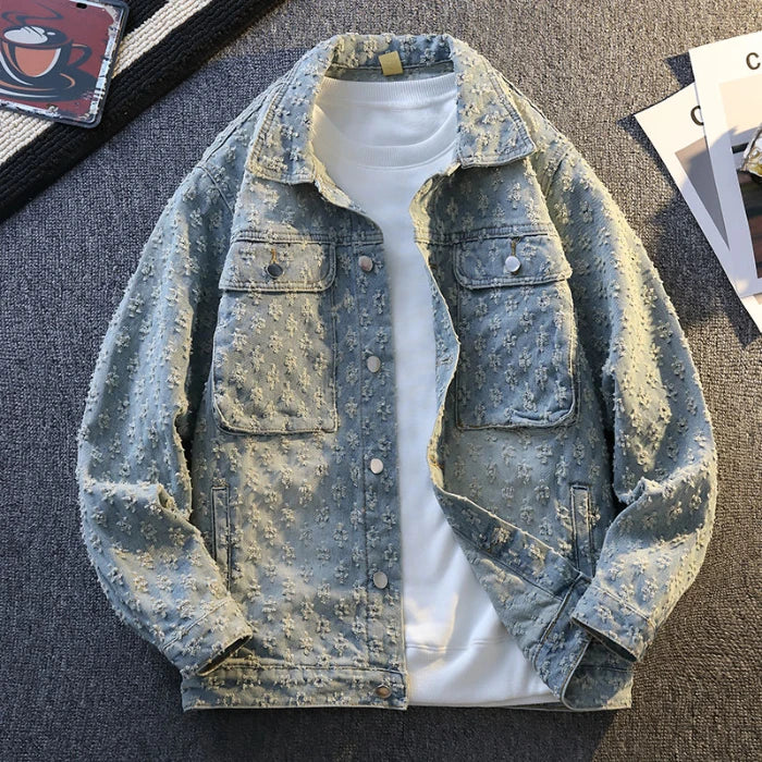 Jackets For Man Trendy Cowboy Coat Man Coat Embroidered Denim  For Men Fashion Outerwear Men's Clothing