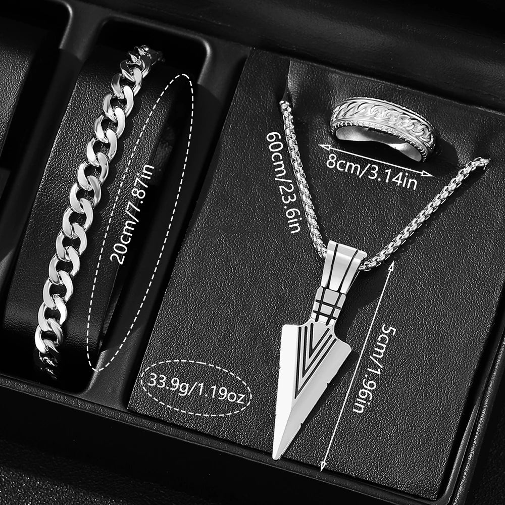 4PCS Silver Men's Fashion Casual Mixed Scale Dial Quartz Watch Bracelet Necklace Ring Set Suitable for Daily Wear Decoration