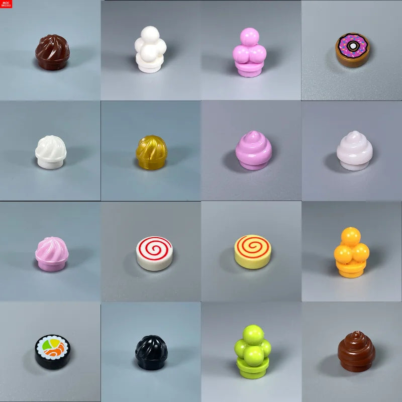 MOC Bricks Sugar Ice Cream Sweet Italian Food Dessert City Street Educational DIY Building Blocks Children's Toys Plastic Dolls