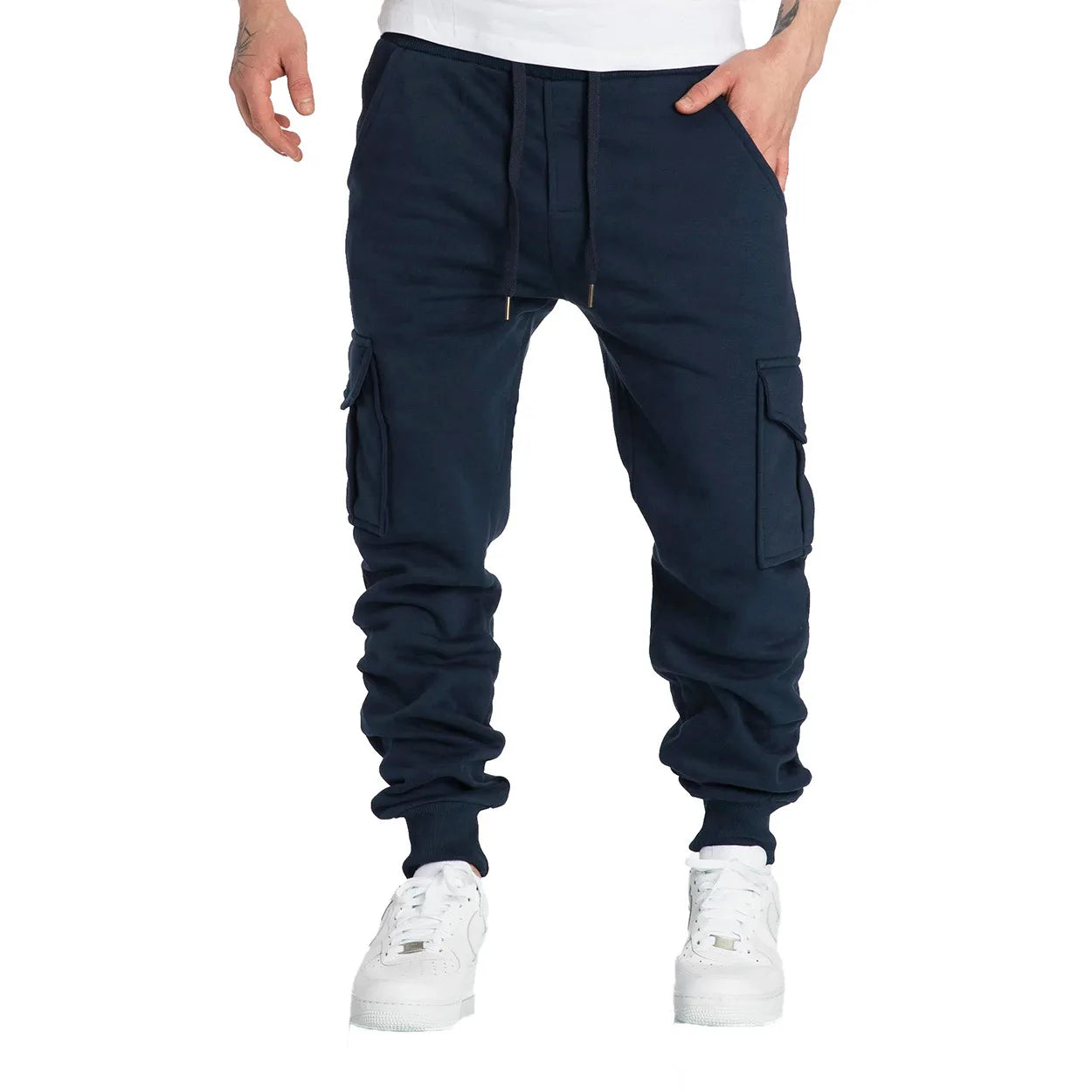 Men's Straight Fit Joggers Sweatpants Loose Oversized Drawstring Long Pants Sports Streetwear Multi-pocket Casual Trousers