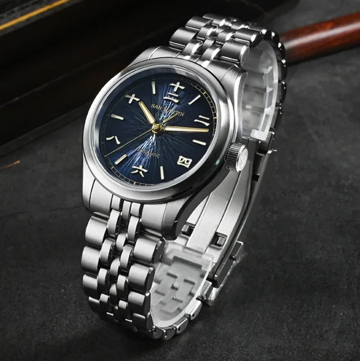 San Martin Men Automatic Watch Mechanical Wristwatch Sunburst JianZhan Dial 10Bar Waterproof Luminous Sapphire Mirror Miyota90S5