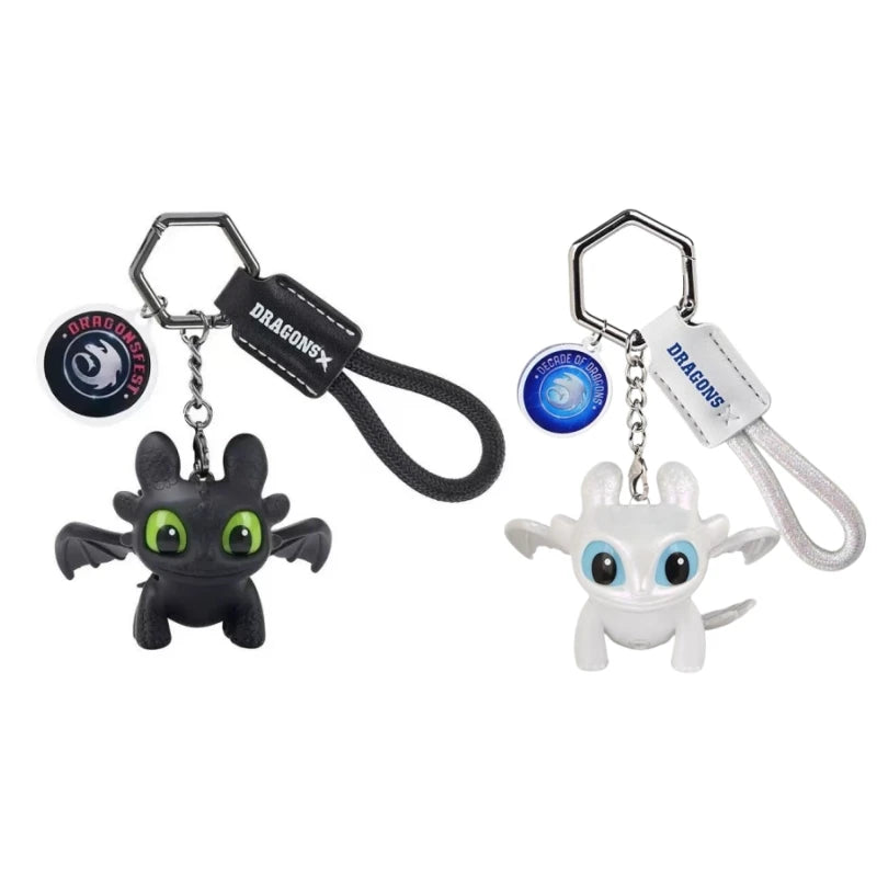 New Potdemiel How To Train Your Dragon Toothless Night Fury & Light Fury Keychain Cute Teeth Luminous Eyes Charm Bag Decor Gifts