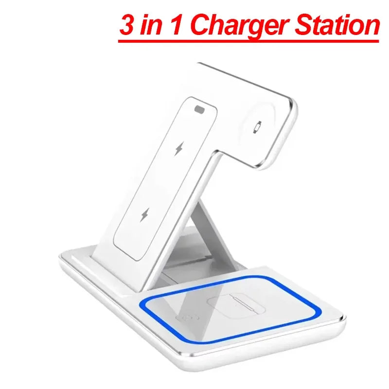 VIKEFON 3 in 1 30W Foldable Wireless Charging Station for iPhone 17-12 Pro Max iWatch Ultra Airpods Pro Fast Charger Stand Dock