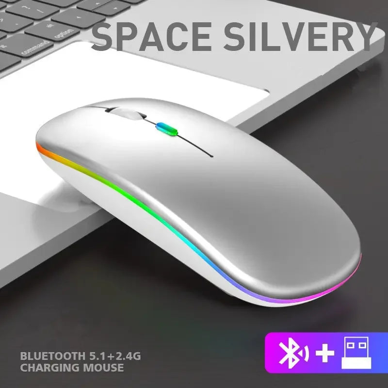 Wireless Bluetooth 5.2 Luminous Mouse USB Charging 2.4GHz Wireless Mouse 1600DPI Portable Gaming Mouse for Tablet Phone Computer