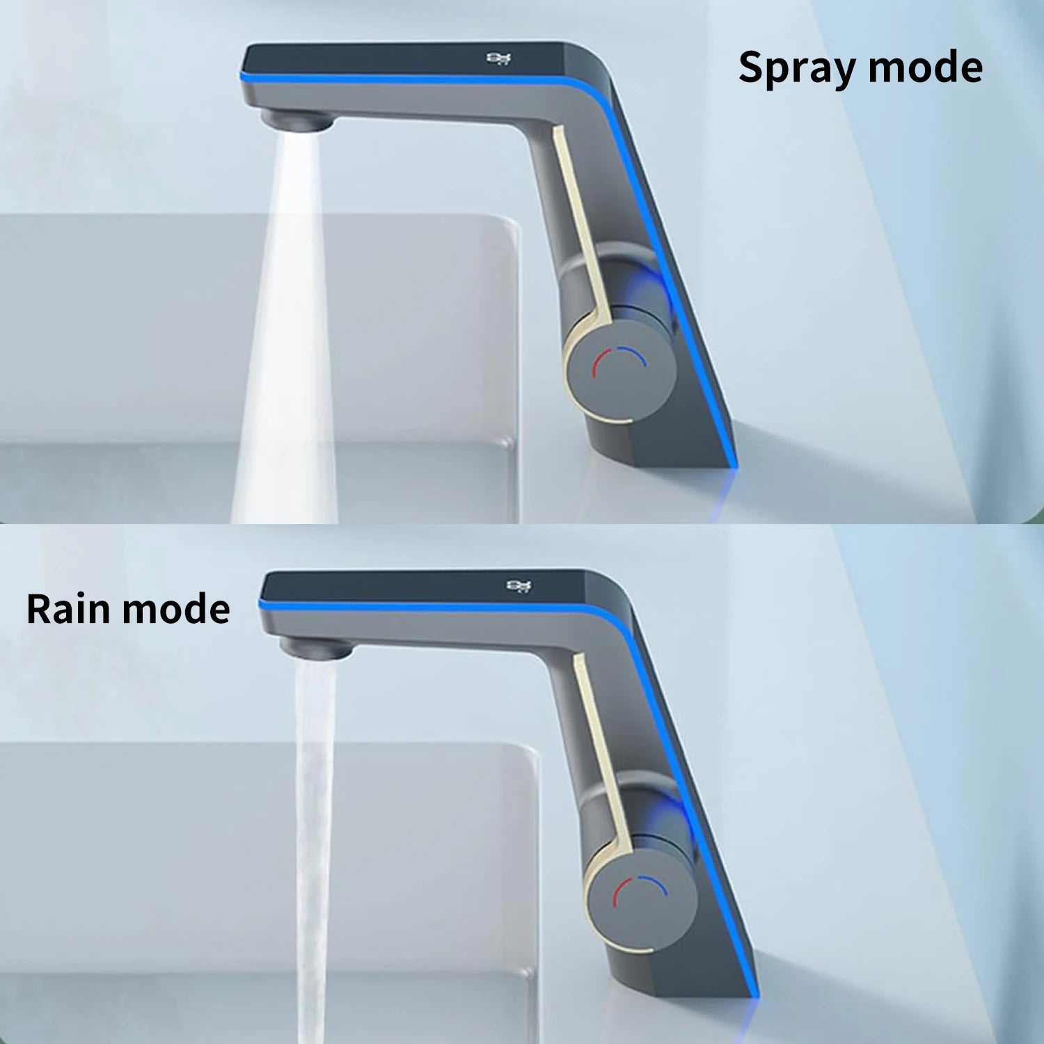 LED Digital Display High-end Temperature Display Basin Faucet Household Faucet Hot Cold Water Sink Mixer Wash Tap Single Hole