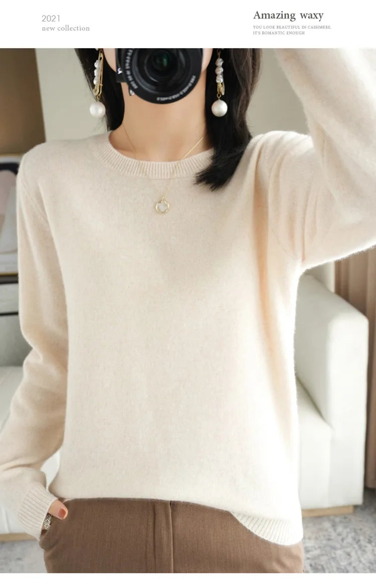 Women Sweater O-neck Autumn Winter BasicPullover Warm Casual Pulls Jumpers Korean FashionSpring Knitwear Bottoming Shirt 2026