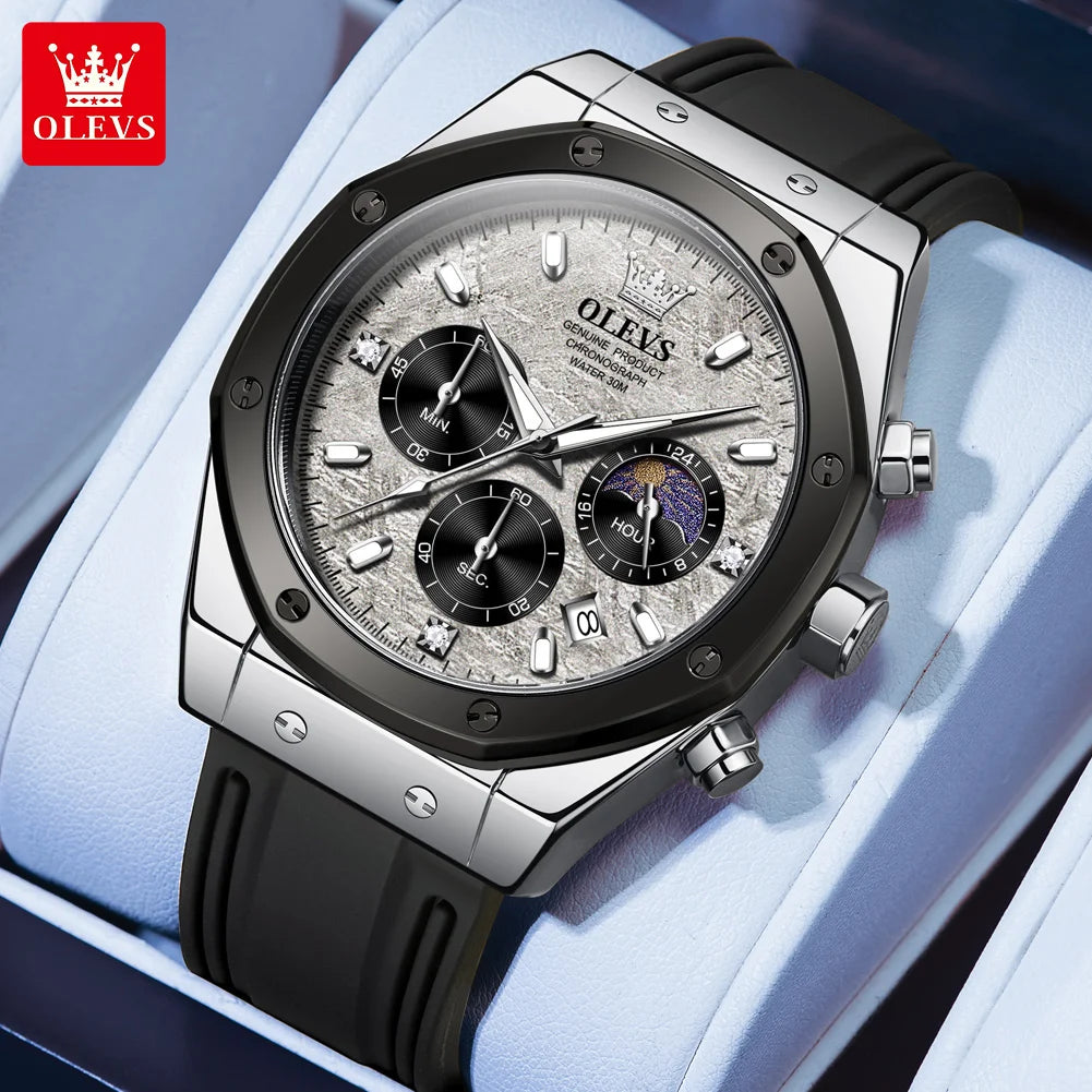 OLEVS 9911 Mens Watch Fashion Brand Waterproof Luminous Quartz Watch for Men Small Dial Sport Wristwatch Chronograph Date Watch