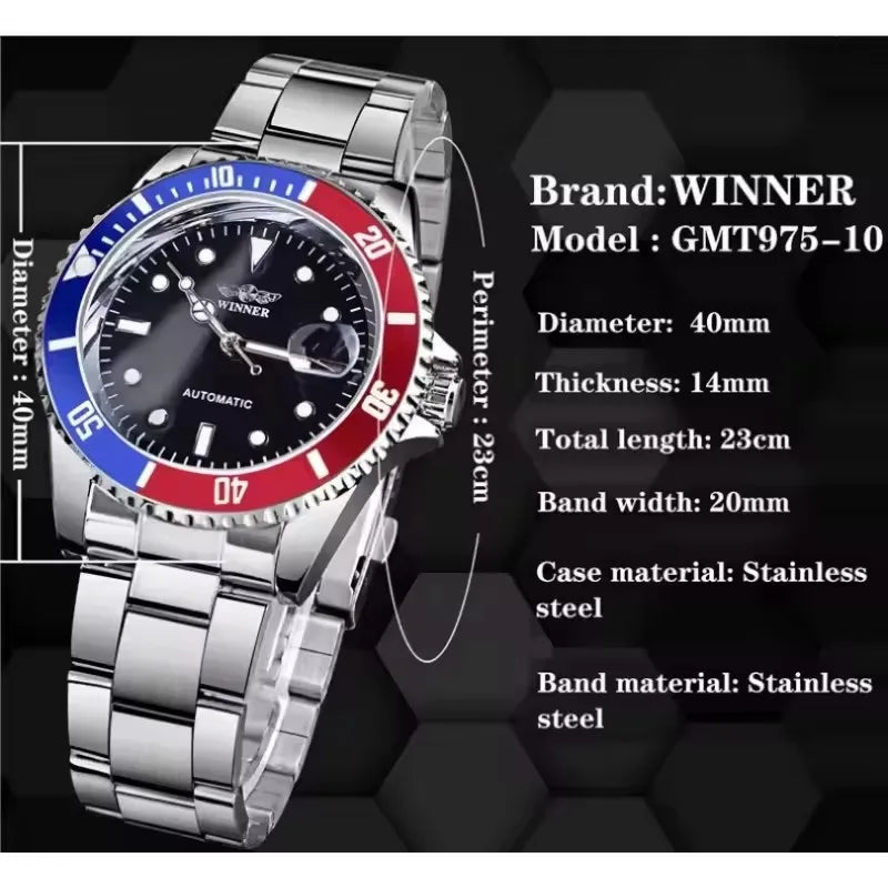 WINNER 002 Fashion Accessories Men's Automatic Mechanical Watch Luxury Calendar Night Light Leisure Men's Watch reloj hombre