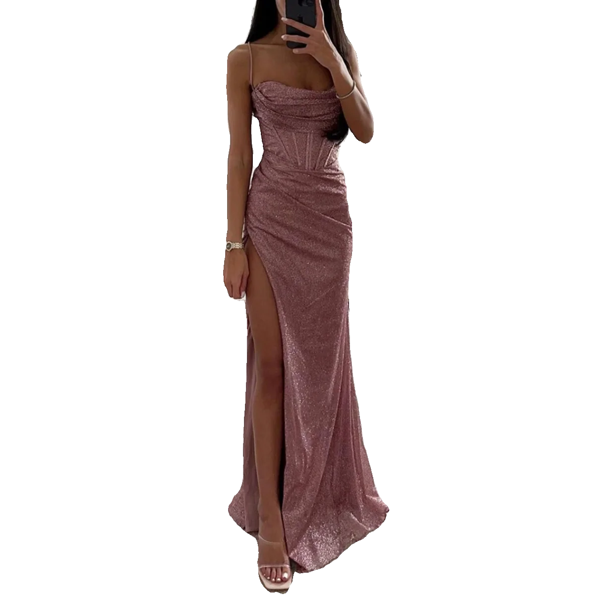 Faionable Strapl Split Dr for Women Street Sle One oulder Svel Gown Perfect for Par Hosts Spring Autumn W...