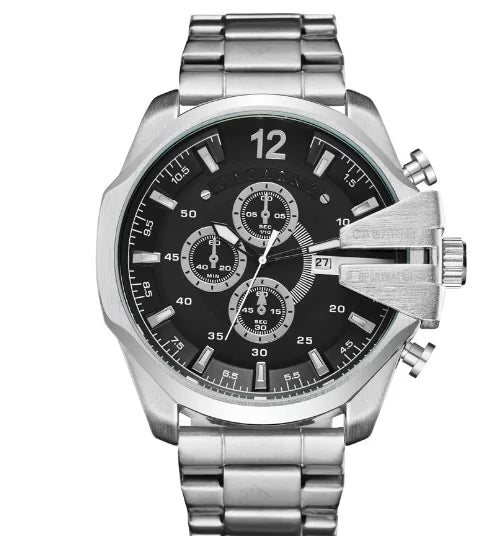 CAGARNY 6839 Luxury Steel Strip Quartz Men's Watch Calendar Luminous Large Dial Mens Watches Relogios Masculino Montres Hommes