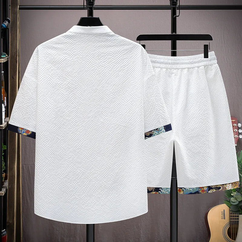 Shirts + shorts Men's Casual Sets 2025 new style summer fashion Sportswear  Male Fashion shorts and shirts men full size M-4XL ﻿