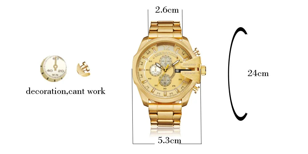 CAGARNY 6839 Luxury Steel Strip Quartz Men's Watch Calendar Luminous Large Dial Mens Watches Relogios Masculino Montres Hommes