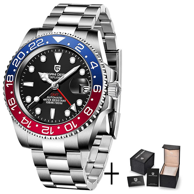 PAGANI DESIGN 2026 40MM Luxury Men GMT Automatic Machinery Watch Ceramic Bezel Jubilee Strap Sapphire Waterproof Watches for men
