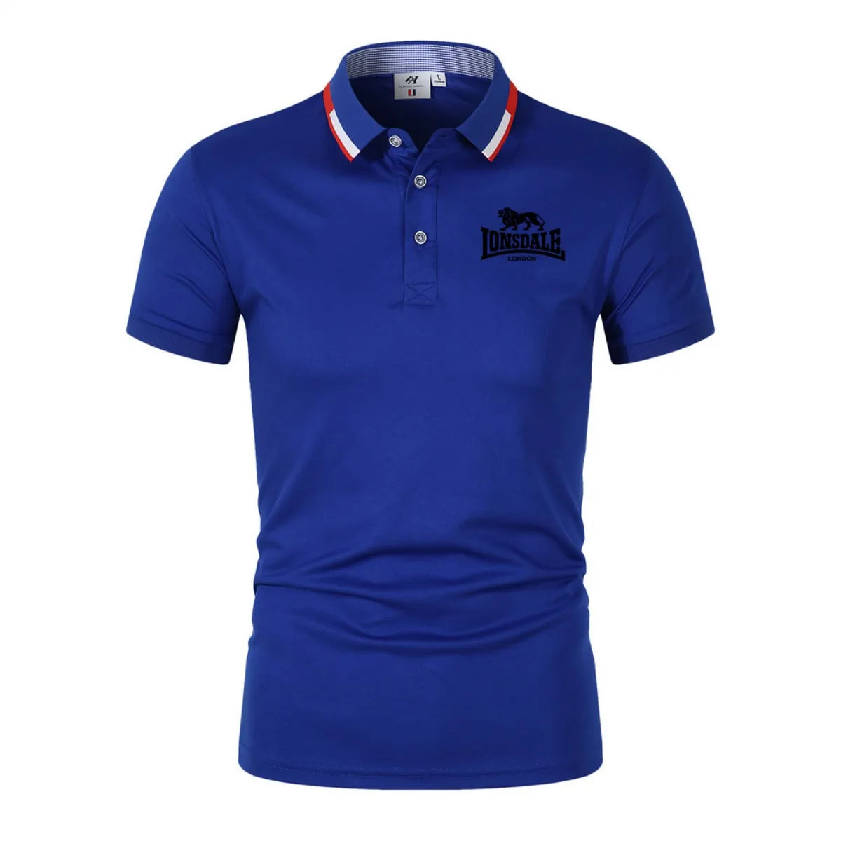 LONSDALE Stylish Letter Print Polo Shirt, Men's Casual Collared Short-Sleeve Shirt, Harajuku Style Loose Fit Top