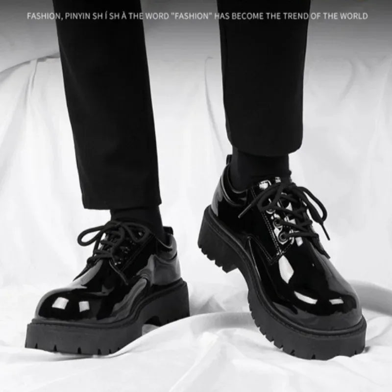 2026 Men's Shoe Fashion Patent Leather Derby Shoes Exquisite Business Dress Shoes for Man Designer Platform Shoes Zapatos Hombre