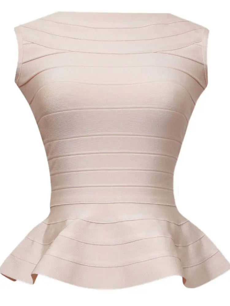BEAUKEY Fashion Sleeveless Fishtail HL Bandage Tops Vest Slim Thin Waist Sexy Long Elastic Tops  7 Colors  XL OL Top
