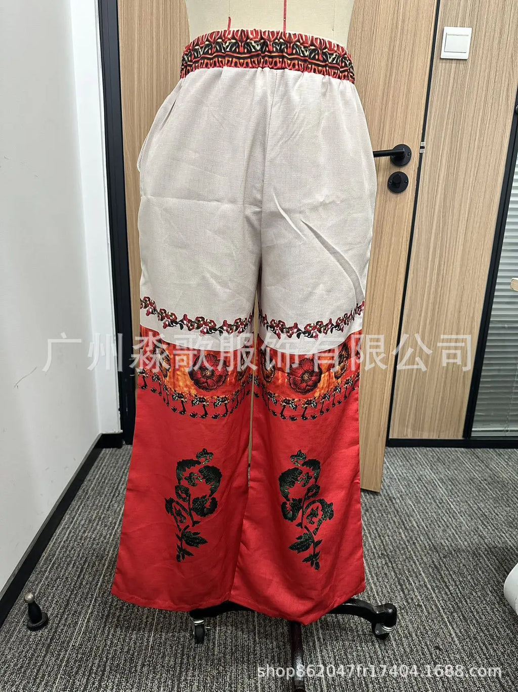 Fashionable Retro Summer Ethnic Style Printed Straight Leg Pants 2025 Women's Loose Wide Leg Pants Casual Pants For Women