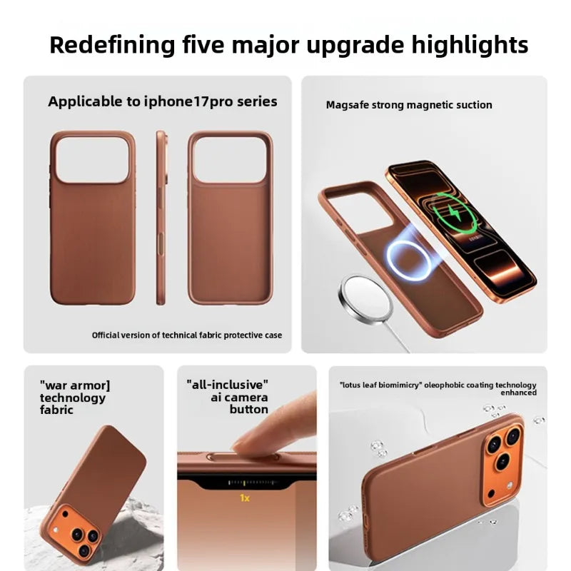 Tech Woven Magnetic Adsorption Phone Case for Iphone 17 Air 16 15 14 13 Pro Max TechWoven for Magsafe Wireless Charge Cover