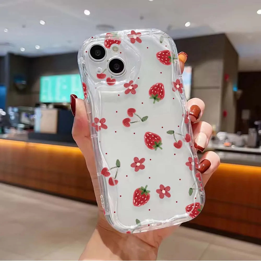 Flower Strawberry Pendant Case For Xiaomi Redmi Mi 14T 13T 12T 13 12 11 Lite A4 13C 12C 10C Redmi Note 12s 9 Pro 9s Phone Cover