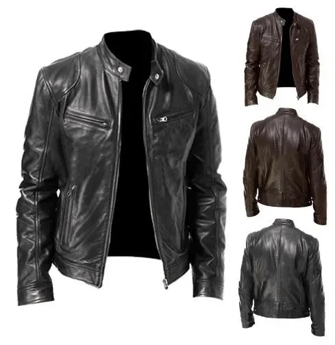 New Men's Clothing Men Leather Coat Stand Collar Punk Motorcycle Leather Jacket Spring Summer Fashion