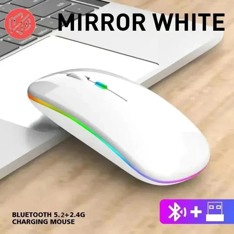 HOMEFISH PHONEPACE Dual Mode Wireless Mouse Bluetooth 2.4G Rechargeable Silent LED Backlit Optical Mice for Laptop PC Computer
