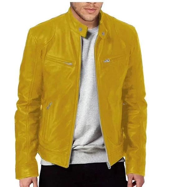 New Men's Clothing Men Leather Coat Stand Collar Punk Motorcycle Leather Jacket Spring Summer Fashion