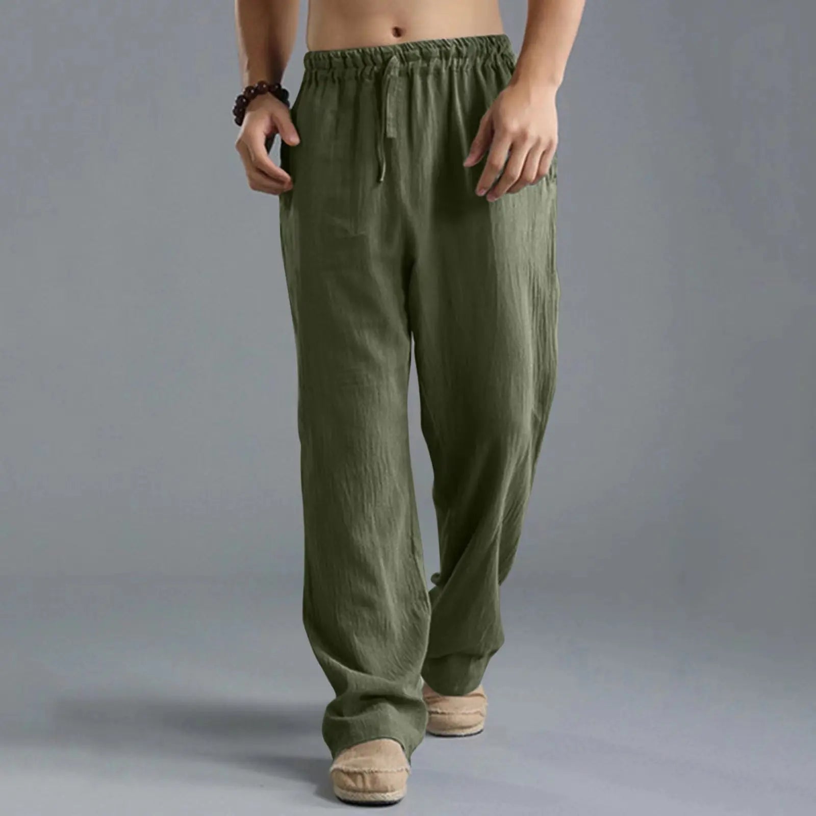 2026 New Men's Cotton Linen Pants Male Autumn New Breathable Solid Color Linen Trousers Fitness Streetwear S-5XL