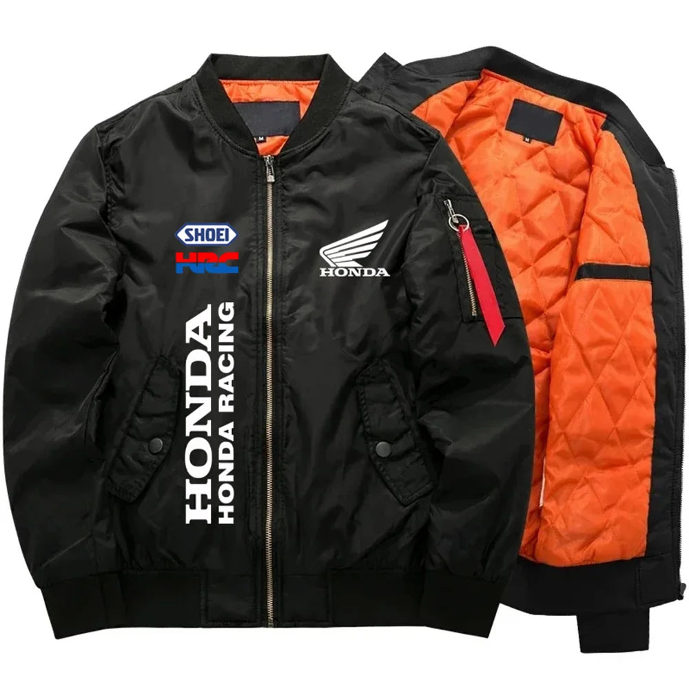 New Men's Big & Tall Winter Bomber Jacket: Thermal Baseball Style, Military Honda Windbreaker for Autumn Casual Wear