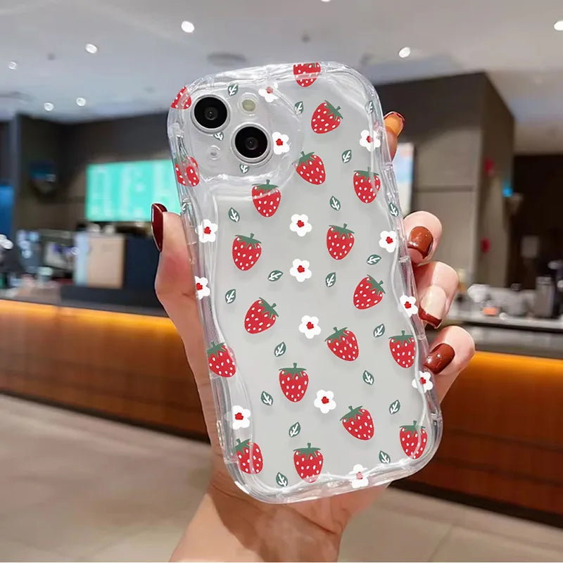 Flower Strawberry Pendant Case For Xiaomi Redmi Mi 14T 13T 12T 13 12 11 Lite A4 13C 12C 10C Redmi Note 12s 9 Pro 9s Phone Cover