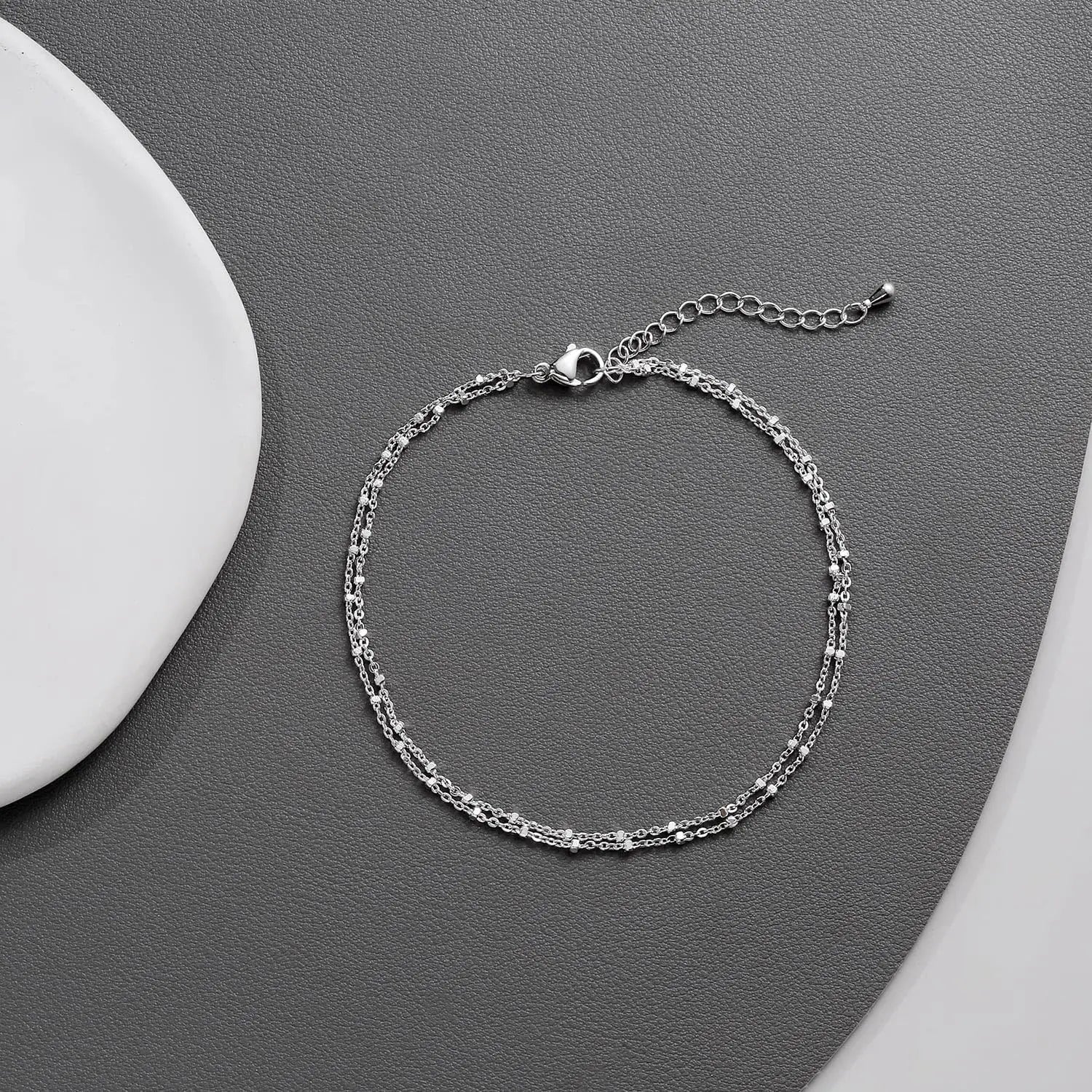 Women Sterling Silver Ankle Bracelets Trendy Waterproof Anklets Set Adjustable Layered Anklet Bracelets Summer Beach Jewelry