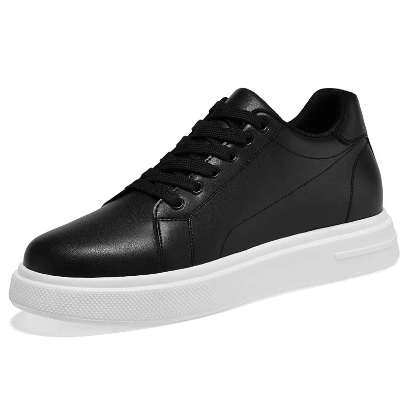 Men's Fashion Elevator Shoes premium Leather Invisible Height Increase 6/8/10CM White Sneakers Cortex Heightening Casual Shoes