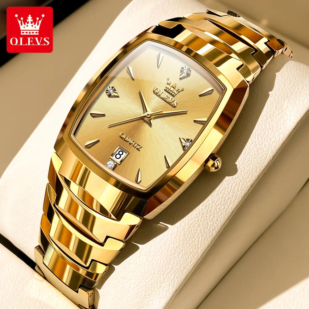 OLEVS 7006 Men's Watches Top Brand Luxury Original Quartz Wacth for Man Waterproof Tungsten Steel Case Strap Luminous Date Reloj