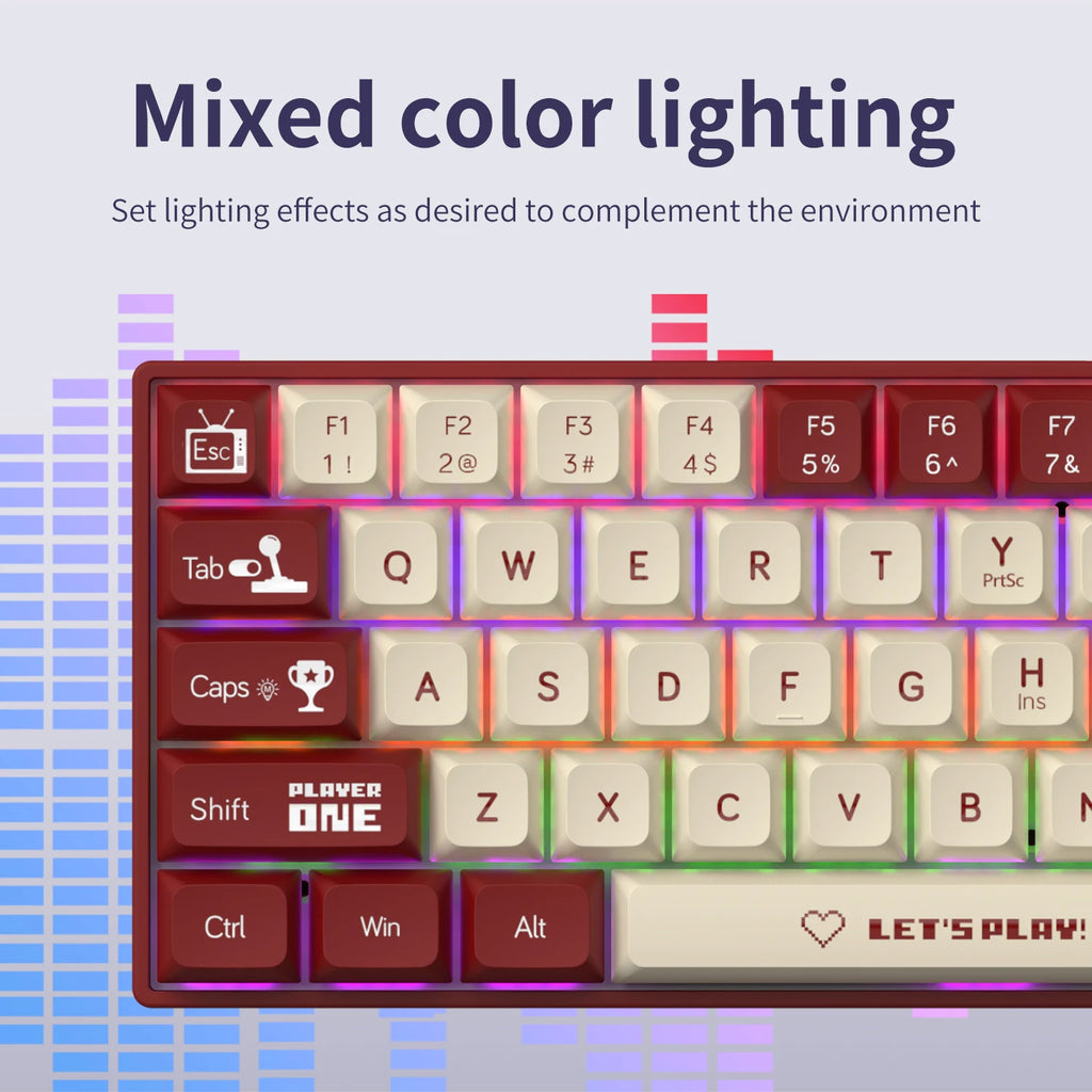 AJAZZ AK680 65% Wired Gaming Mechanical Keyboard Hot Swap Mini Keyboard Custom Keycap Gasket for Pc Laptop