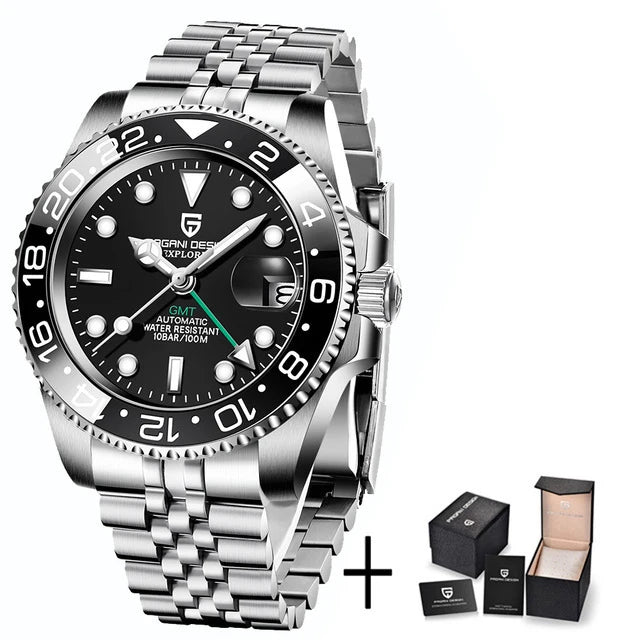 PAGANI DESIGN 2026 40MM Luxury Men GMT Automatic Machinery Watch Ceramic Bezel Jubilee Strap Sapphire Waterproof Watches for men