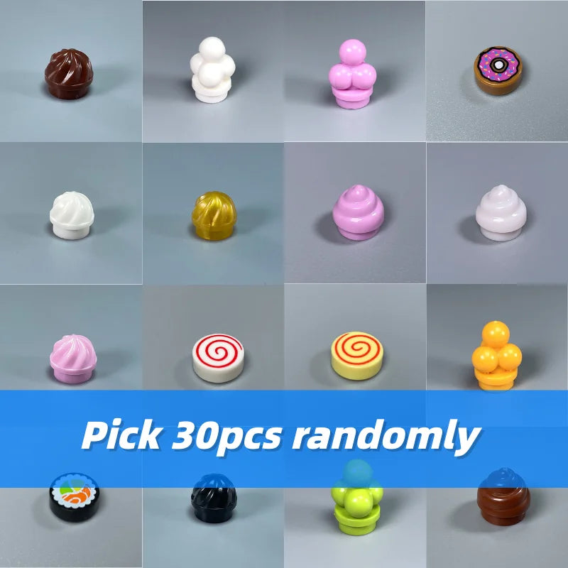 MOC Bricks Sugar Ice Cream Sweet Italian Food Dessert City Street Educational DIY Building Blocks Children's Toys Plastic Dolls