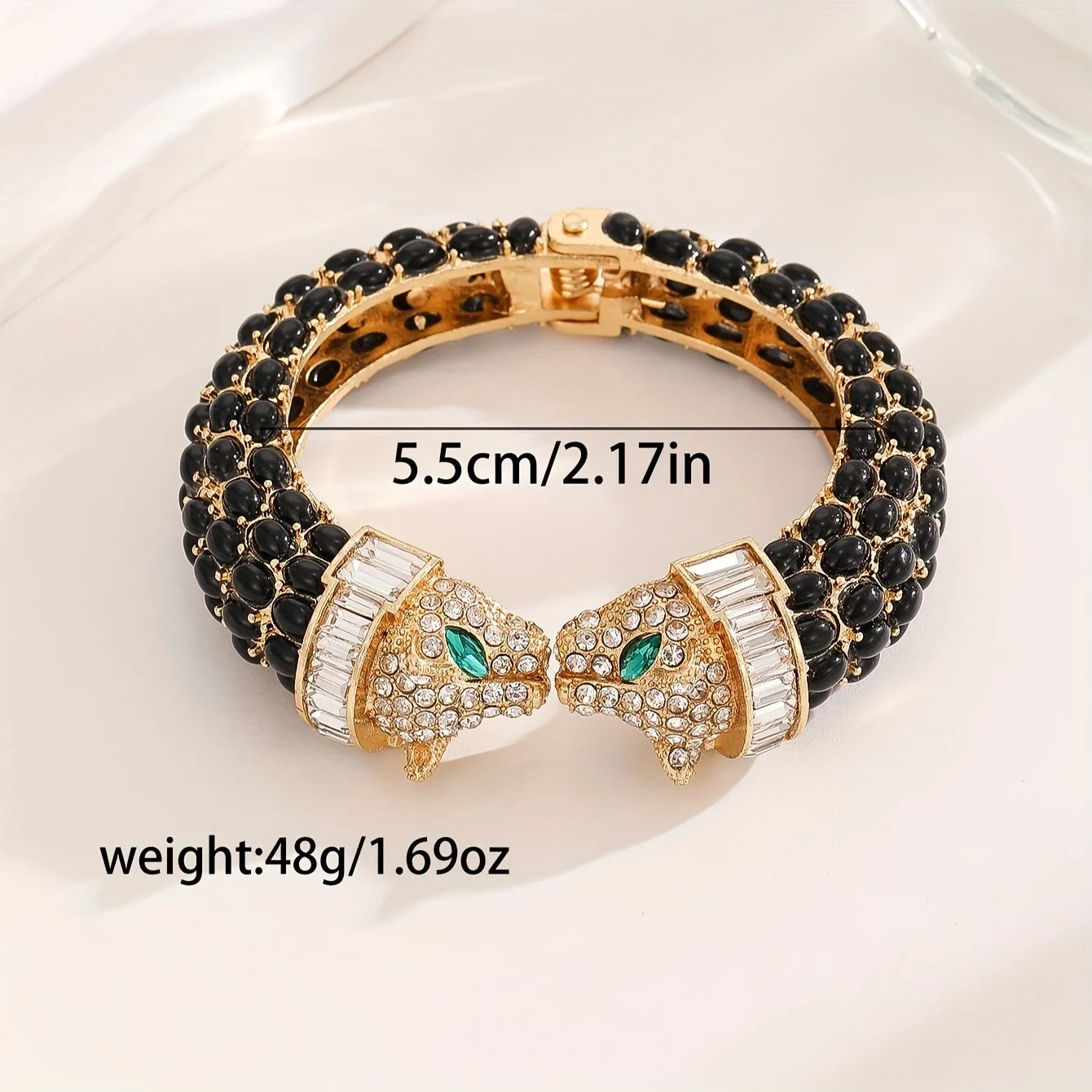 Vintage Luxury Full Rhinestone Double Headed Leopard Open Bangles Fashion Exquisite Versatile Bracelets Jewelry Gifts For Women