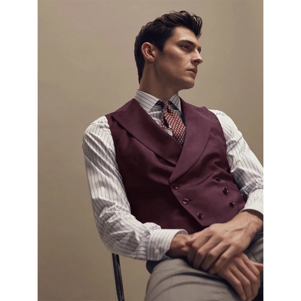 Gentleman Vest Man Dress Vests for Men Vests Double Breasted Elegant Lapel Men's Waistcoat Tuxedo Wedding Dinner Male Clothing