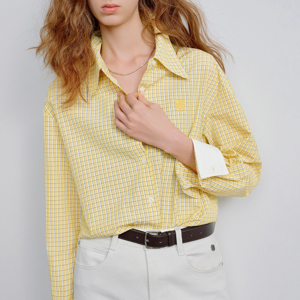 TOYOUTH Women Shirts 2026 Spring New Plaid Loose Fit Casual Layering Elegant Shirt Tops