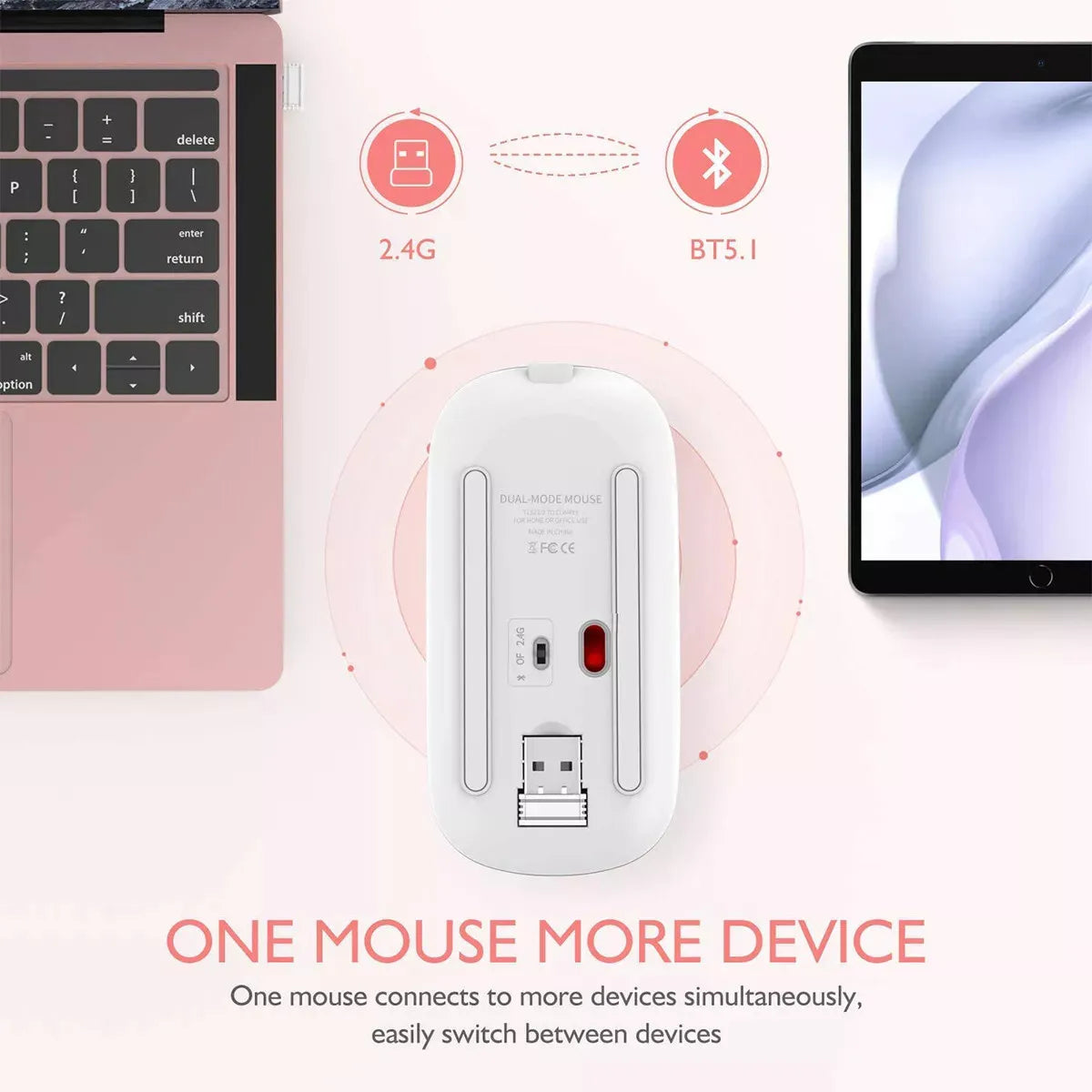 LED Wireless Mouse Bluetooth-compatible 2.4GHz Slim Rechargeable Silent Mice RGB Ergonomic Gaming mouse for Computer Laptop PC