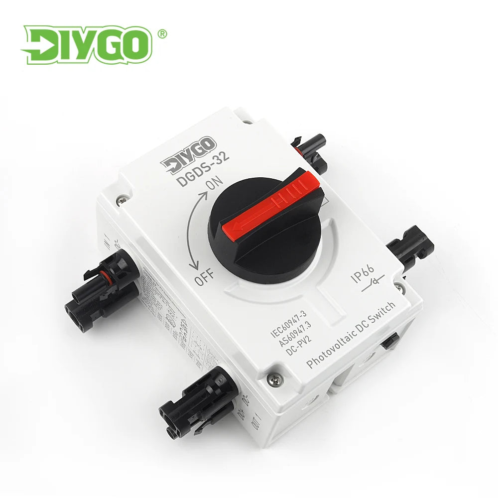 DIY GO IP66 Waterproof Isolator Switch 2in 2out 2 String PV Disconnect Switch DC 1200V 32A Solar System Disconnector