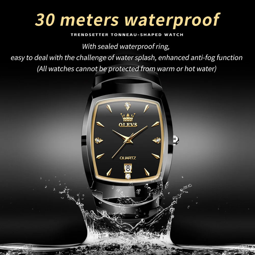 OLEVS 7006 Men's Watches Top Brand Luxury Original Quartz Wacth for Man Waterproof Tungsten Steel Case Strap Luminous Date Reloj
