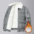 Mid-Age Gentleman's Lapel Corduroy Jacket Winter New Arrival: Military-Style Fleece-Lined, Thickened Windproof Workwear Coat