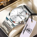 POEDAGAR Luxury Men's Watches Waterproof Luminous Date Week Simple Male Clock Stainless Steel Fashion Quartz Watch For Man Reloj