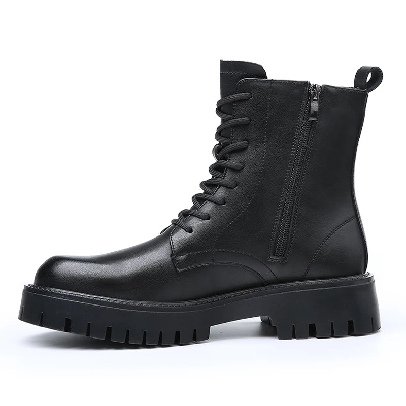 Fashion White Boots For Men New British Style Platform Motorcycle Boots Good Quality Casual Men’s High Top Leather Shoes Punk