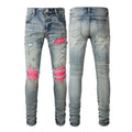Hole Jeans Men Patchwork Ankle Length Trousers Washed Denim Pencil Pants Mid Waist Vintage Distressed Autumn Street Denims