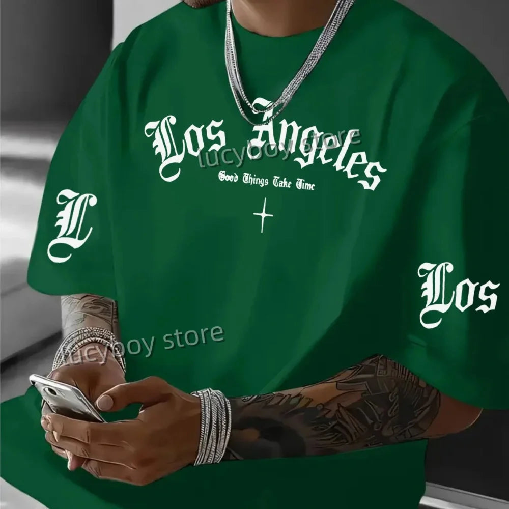 2025 LOS ANGELES  Print Mens  Jersey T-shirt Man Short Sleeve Sport Football T-Shirt  PLUS size round neck Tees Men Clothing