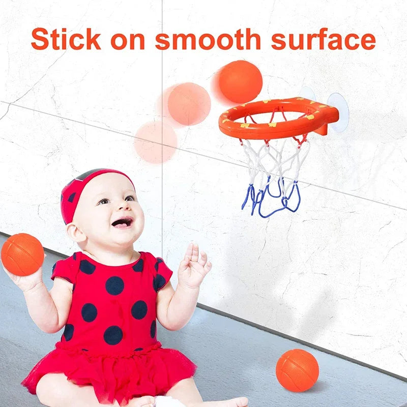 Baby Kids Mini Basketball Bathtub Water Play Set with 3 Balls Funny Shower Bath Fun Toys for Toddlers Educational and Safe