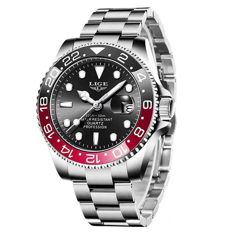 LIGE Top Brand Luxury Mens Watches Fashion Business Men's Quartz Wristwatches Waterproof Luminous Date Chronograph Montre Homme