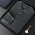 Men Knitwear Australian Pure Wool Pullover Flip Collar Thick Style Sweater Long Sleeve Warmth High Quality Business Basics Tops