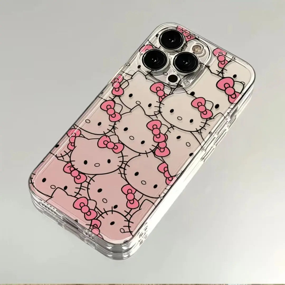 Cute Hello Kitty Phone Case For iPhone 16e 16 15 14 13 12 11 17 Pro Max XR XS Max 14 15 16 Plus Mini Soft Shockproof Clear Cover